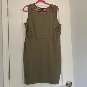 H&M army green bodycon dress with lace